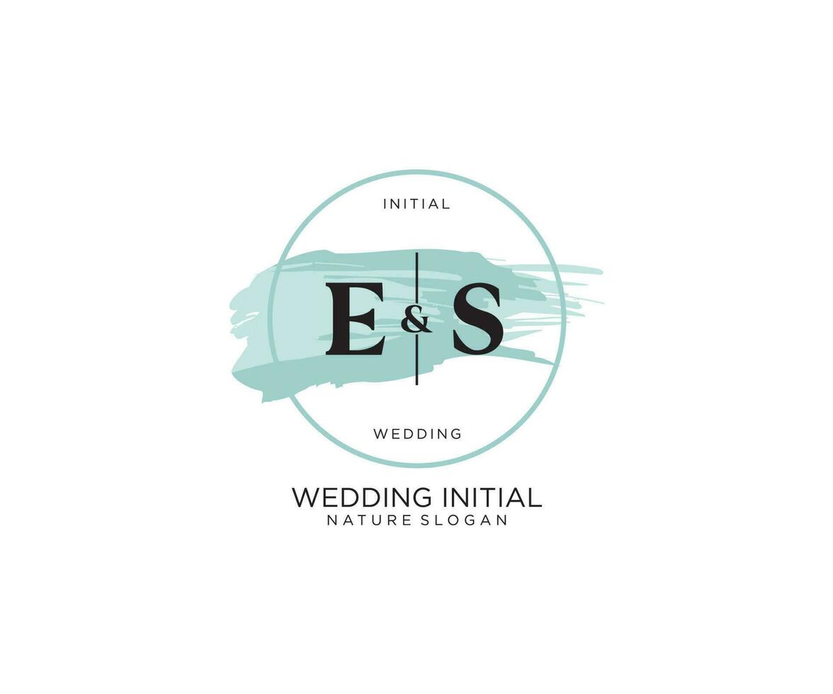 Initial ES Letter Beauty vector initial logo, handwriting logo of initial signature, wedding, fashion, jewerly, boutique, floral and botanical with creative template for any company or business.