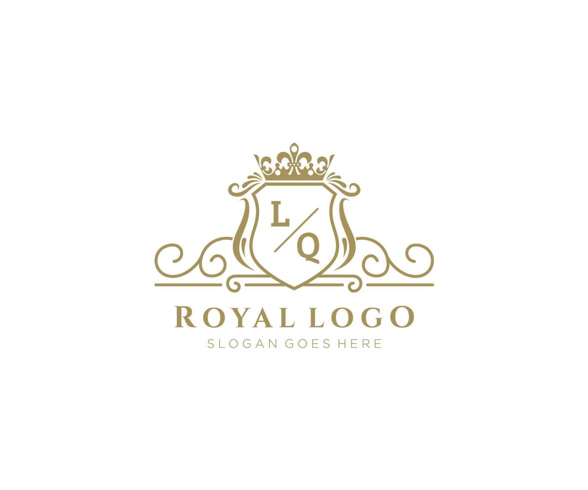 Initial LQ Letter Luxurious Brand Logo Template, for Restaurant, Royalty, Boutique, Cafe, Hotel, Heraldic, Jewelry, Fashion and other vector illustration.