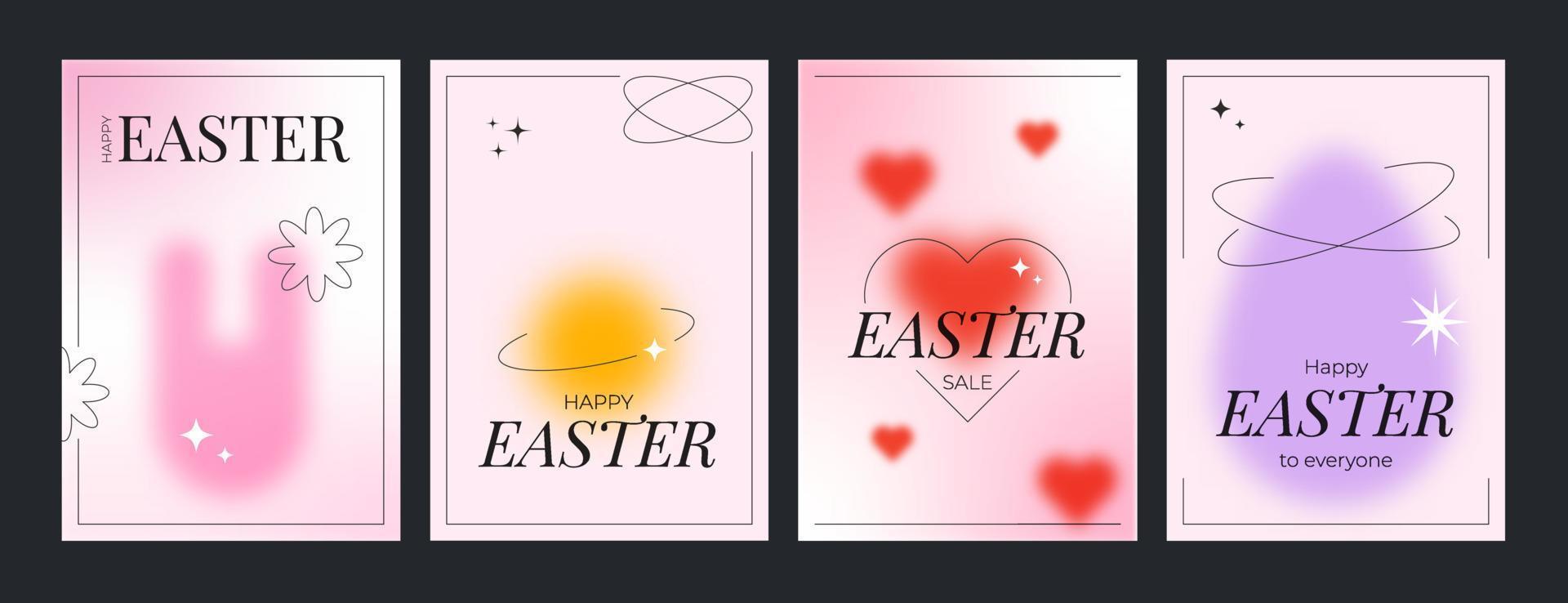 Pascua de Resurrección blured formas tarjetas vector