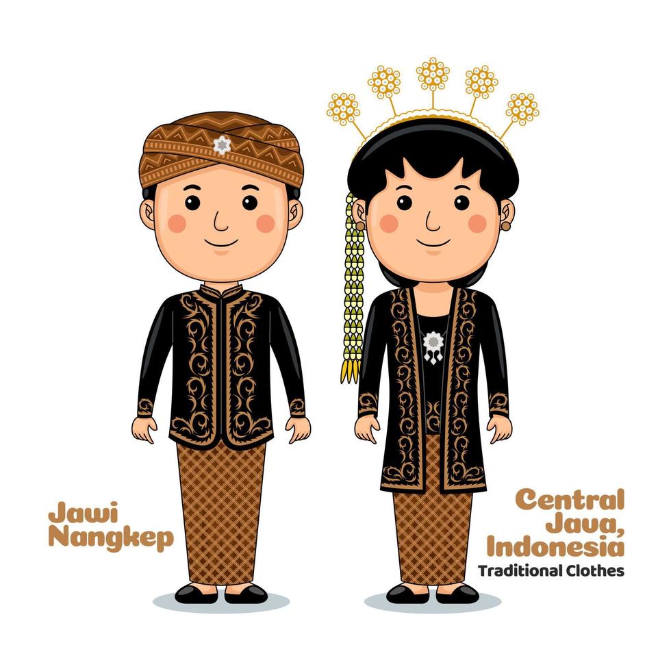 Couple wear Central Java Indonesian Traditional Clothes vector