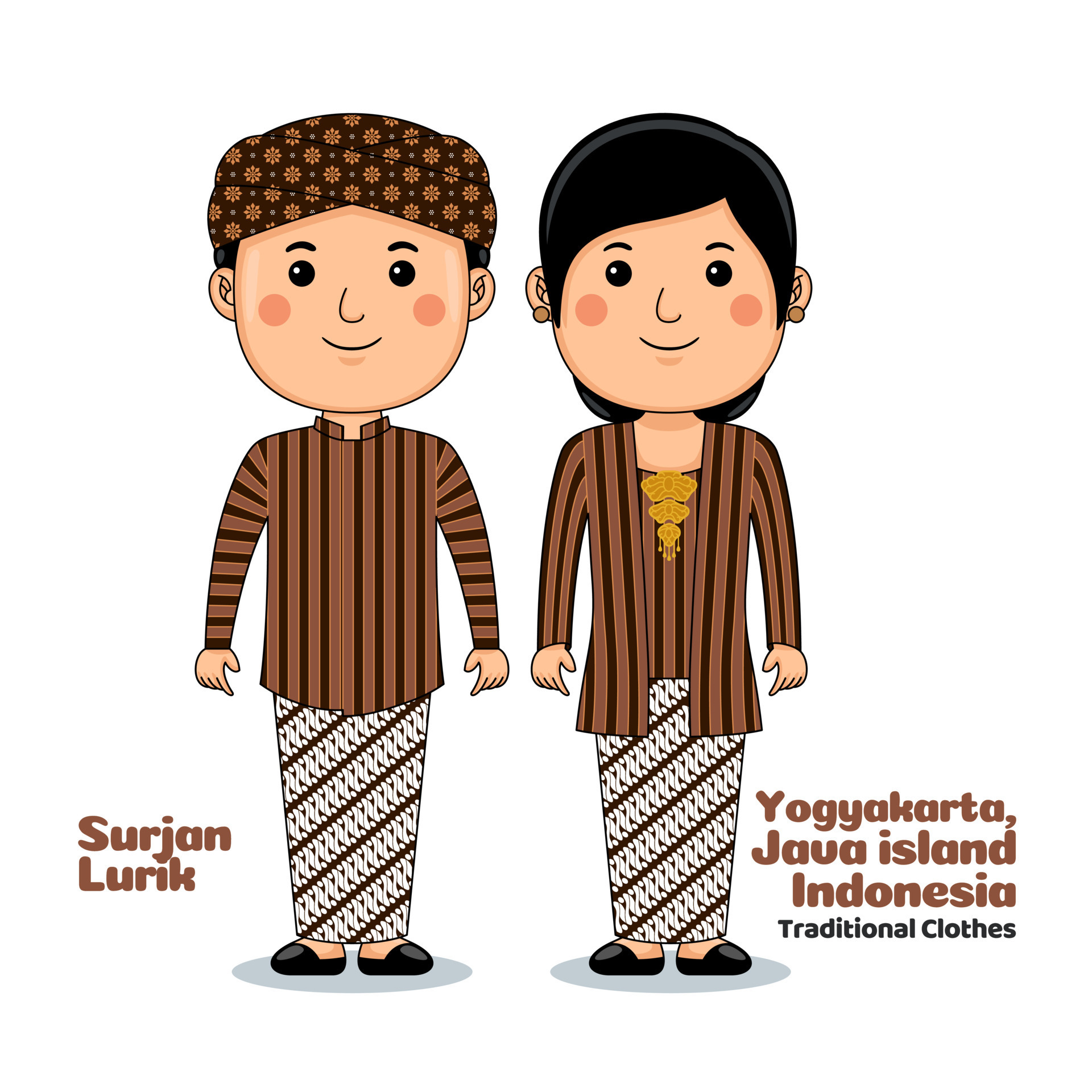 Couple wear Yogyakarta Indonesian Traditional Clothes 22226499 Vector