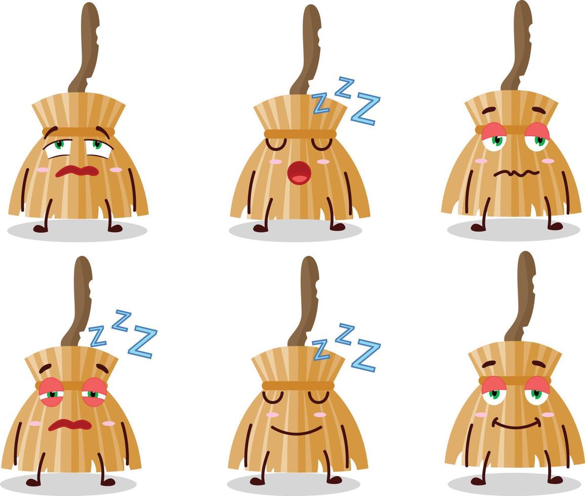 Cartoon character of witch broom with sleepy expression vector