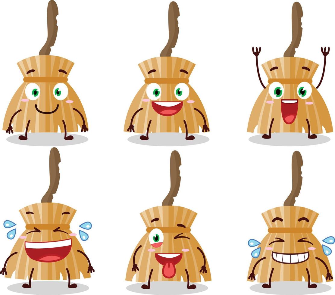 Cartoon character of witch broom with smile expression vector