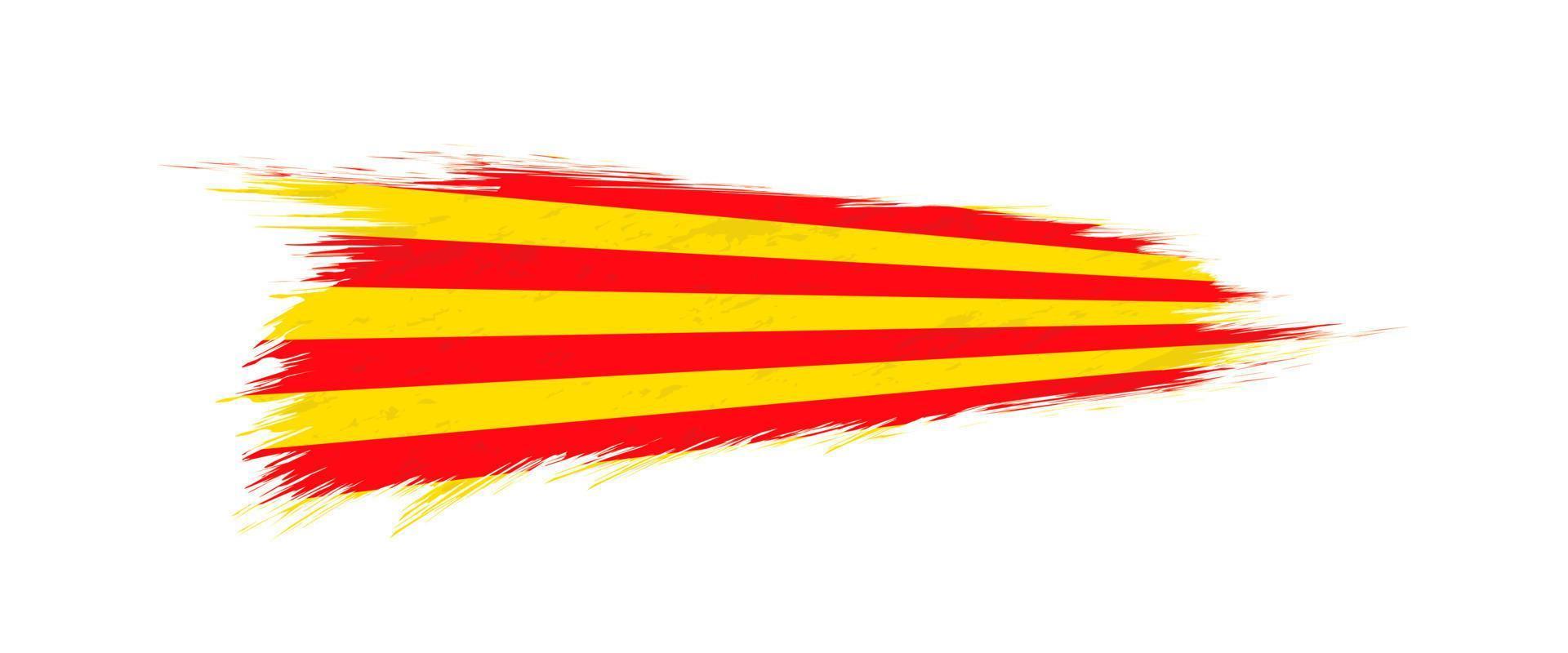 bandera de Cataluña en grunge cepillo ataque. vector