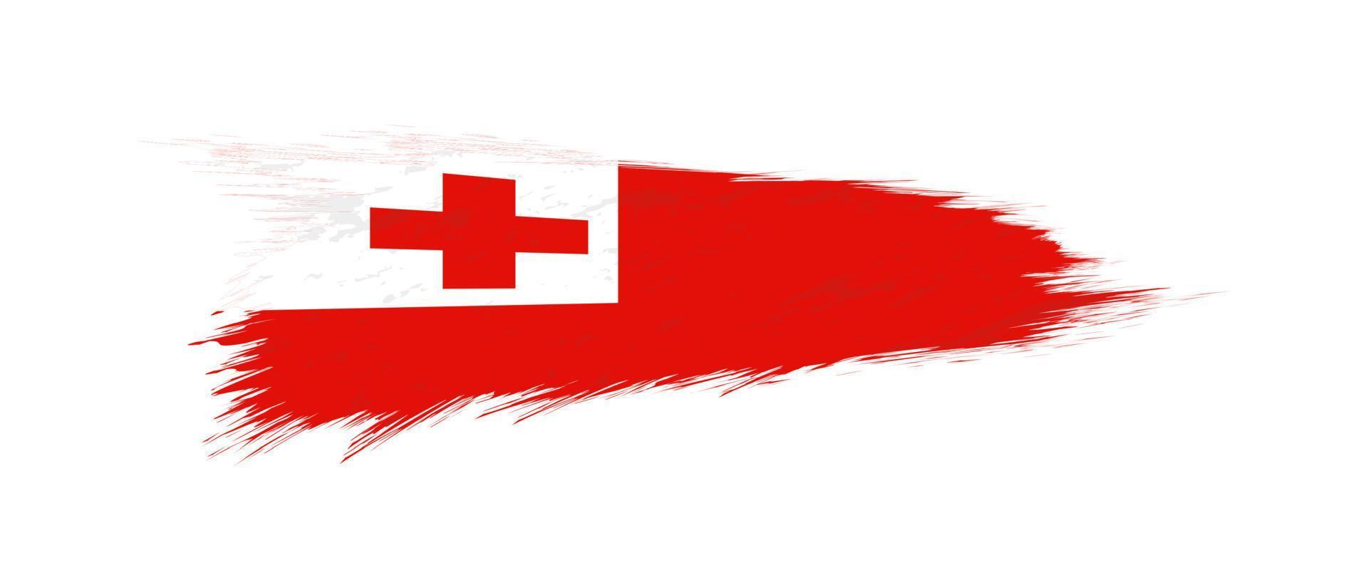 Flag of Tonga in grunge brush stroke. vector