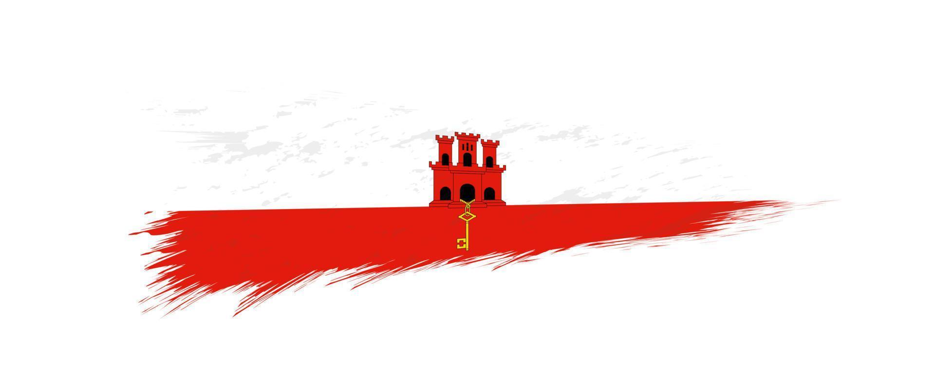 bandera de Gibraltar en grunge cepillo ataque. vector