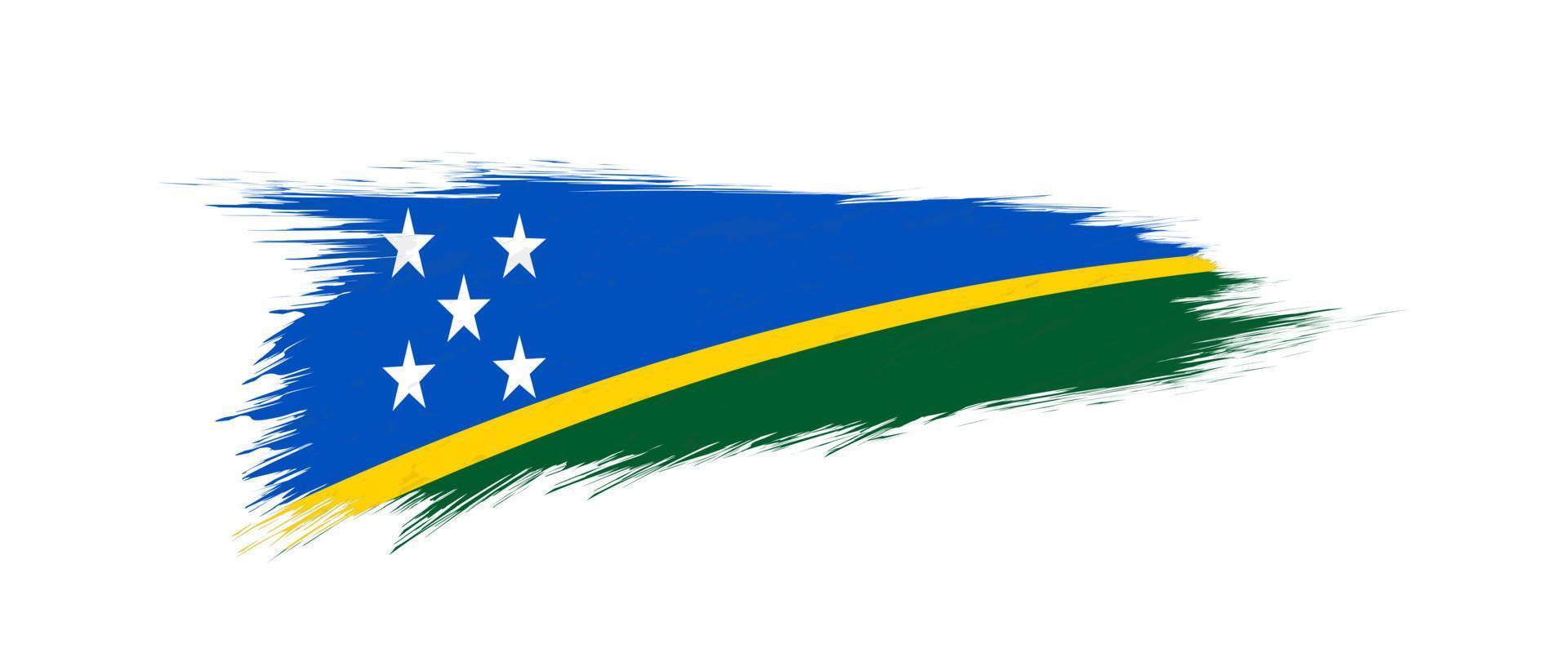 Flag of Solomon Islands in grunge brush stroke. vector