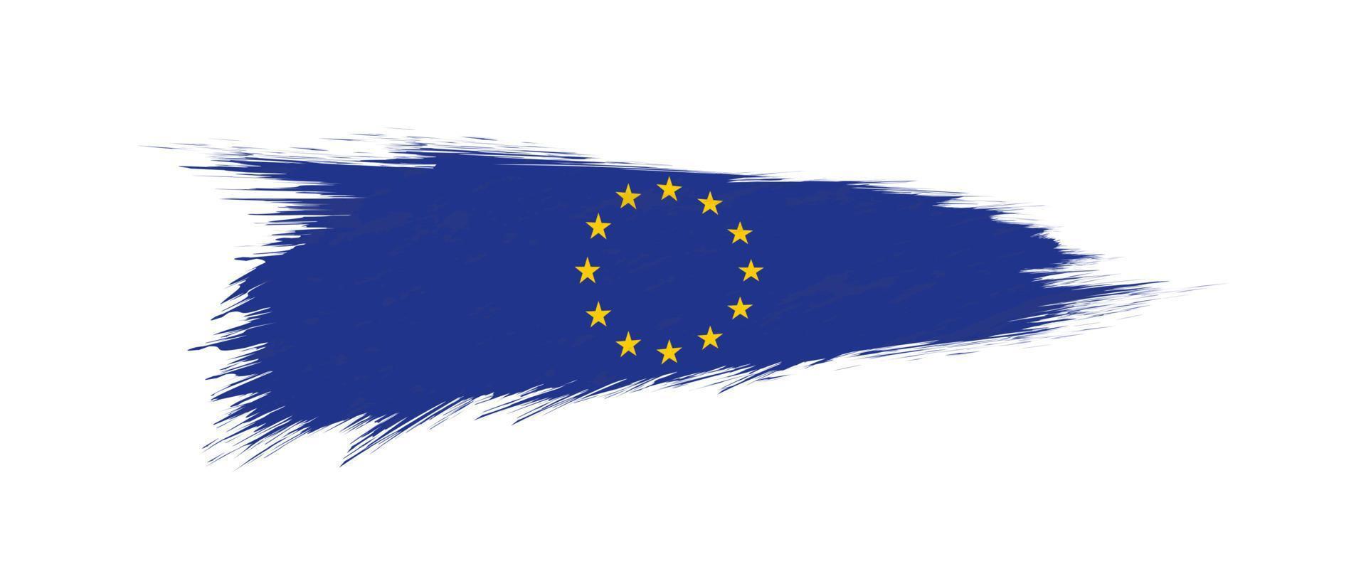 Flag of European Union in grunge brush stroke. vector