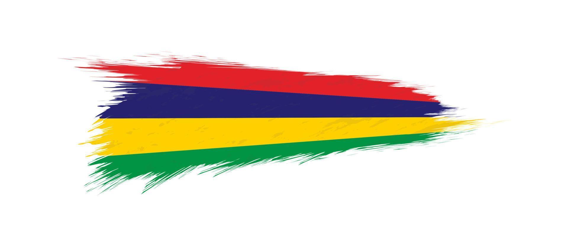 Flag of Mauritius in grunge brush stroke. vector