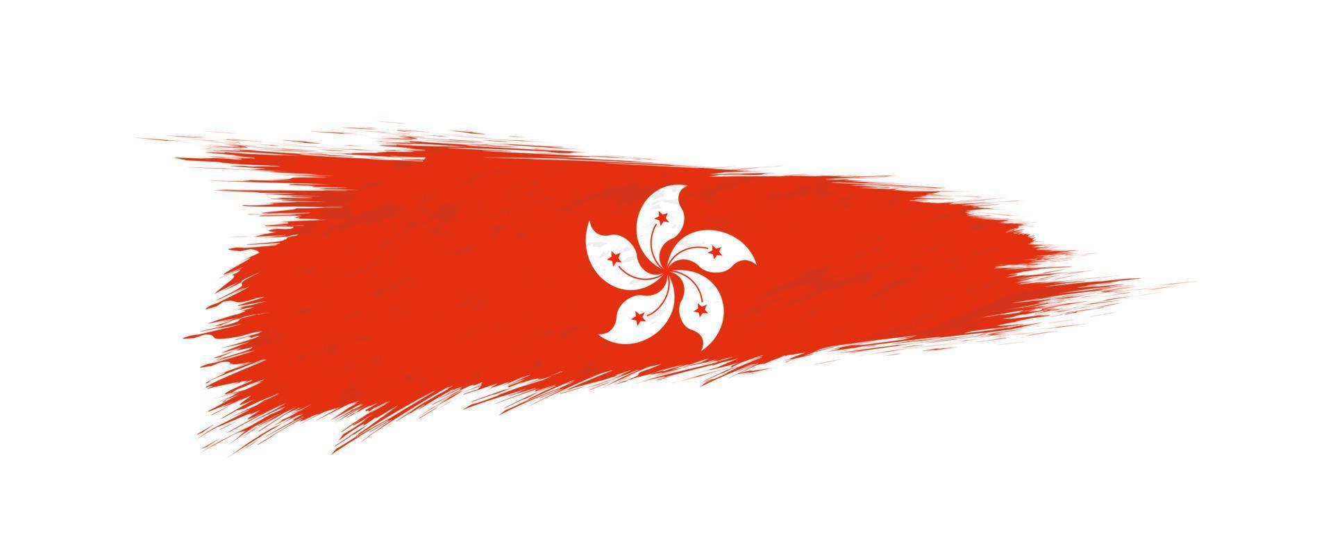 bandera de hong kong en grunge cepillo ataque. vector