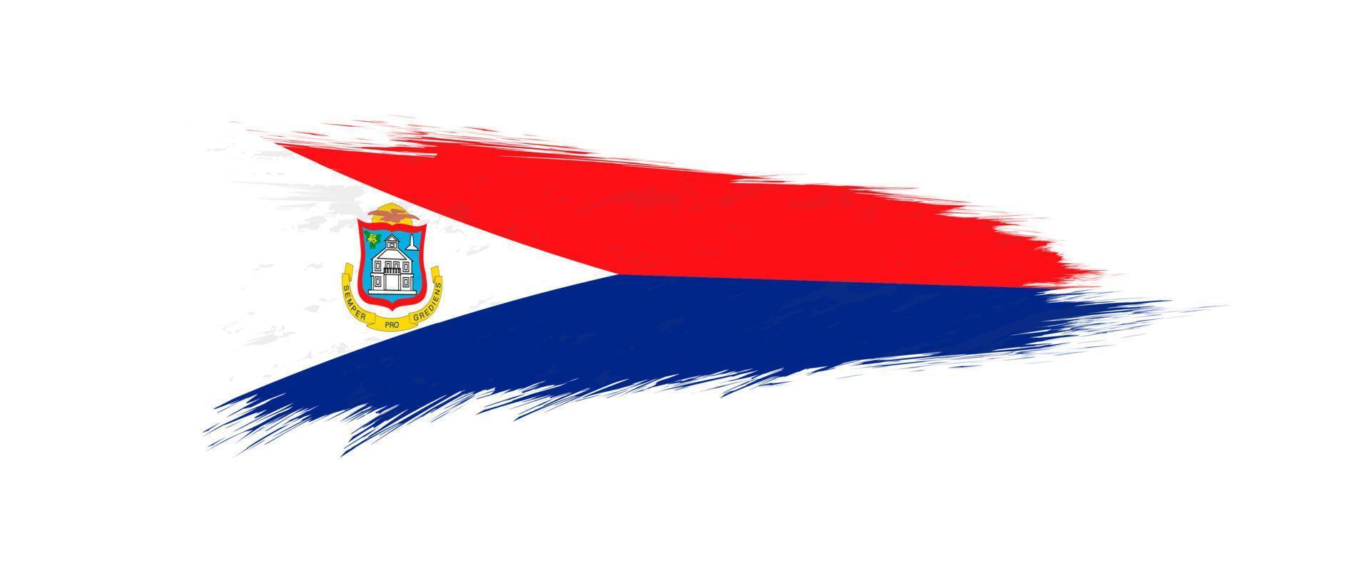 Flag of Sint Maarten in grunge brush stroke. vector