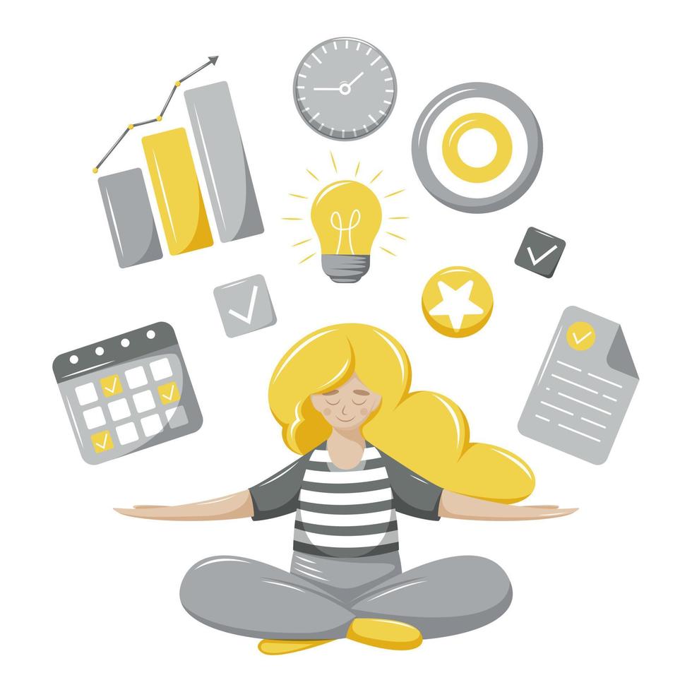 Task planning concept with character, vector illustration