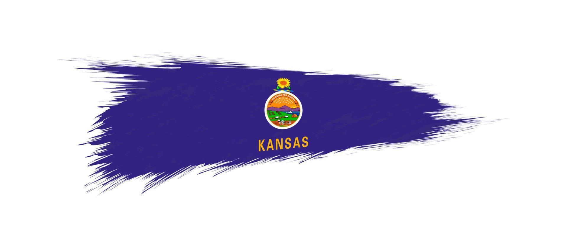 Flag of Kansas US State in grunge brush. vector