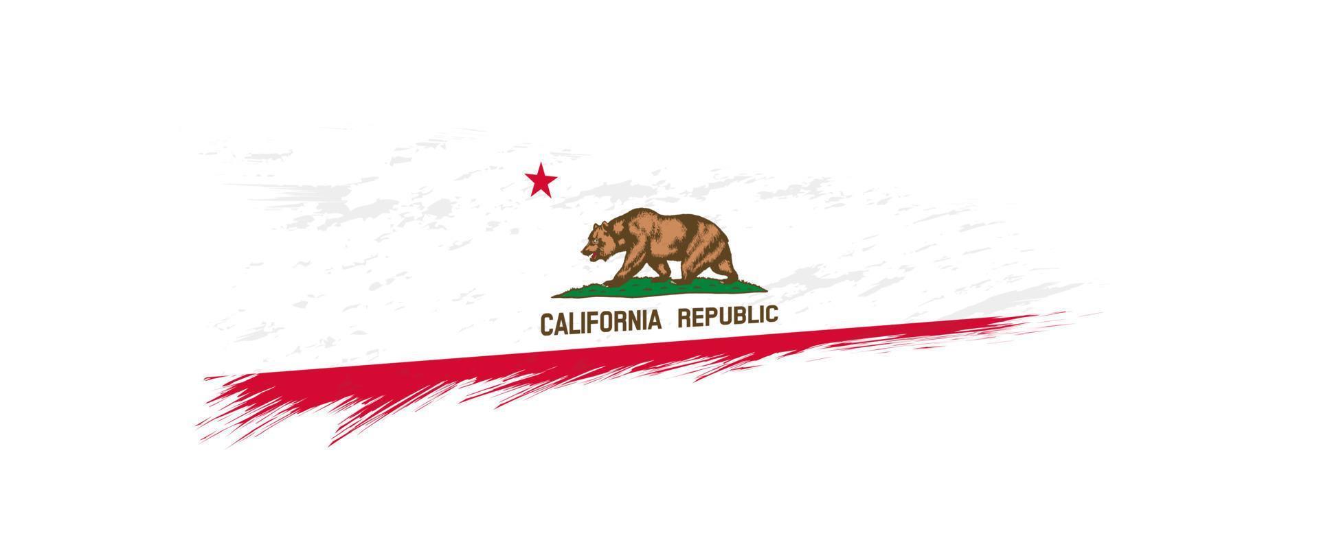 Flag of California US State in grunge brush. vector