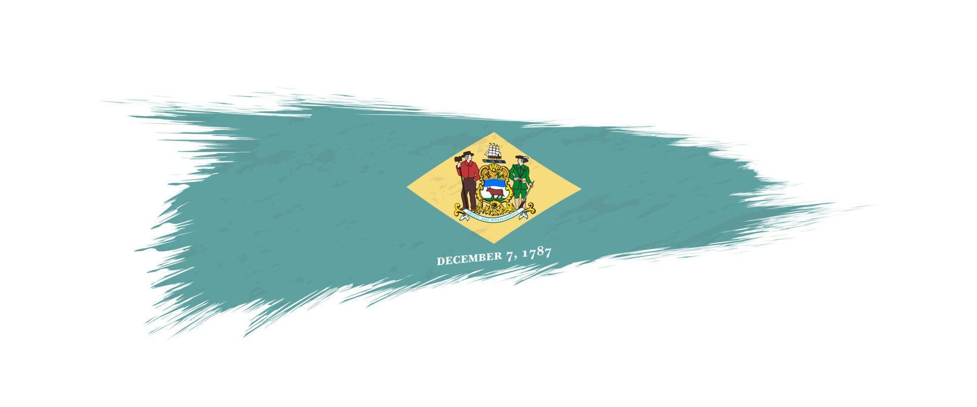 Flag of Delaware US State in grunge brush. vector