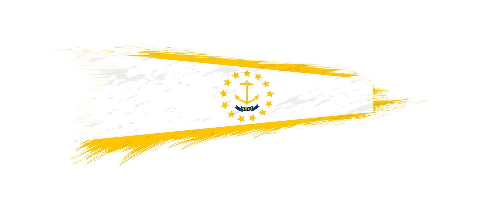 Flag of Rhode Island US State in grunge brush. vector