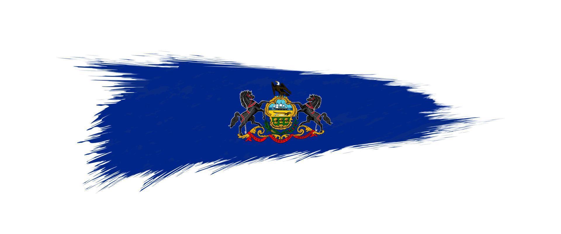 Flag of Pennsylvania US State in grunge brush. vector