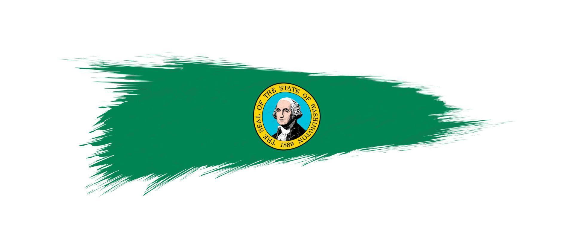 Flag of Washington US State in grunge brush. vector