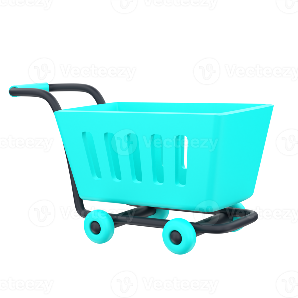 3D trolley for ecommerce. Object on a transparent background png