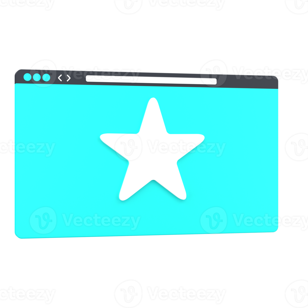 3D website and star for favorite website. Object on a transparent background png
