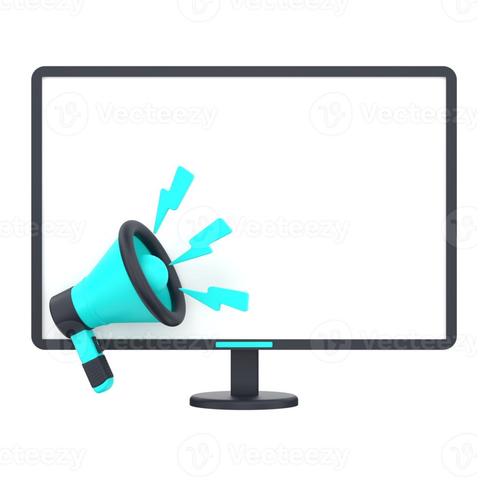 3d Fernsehen und Megaphon zum Fernsehen Marketing. Objekt auf ein transparent Hintergrund png