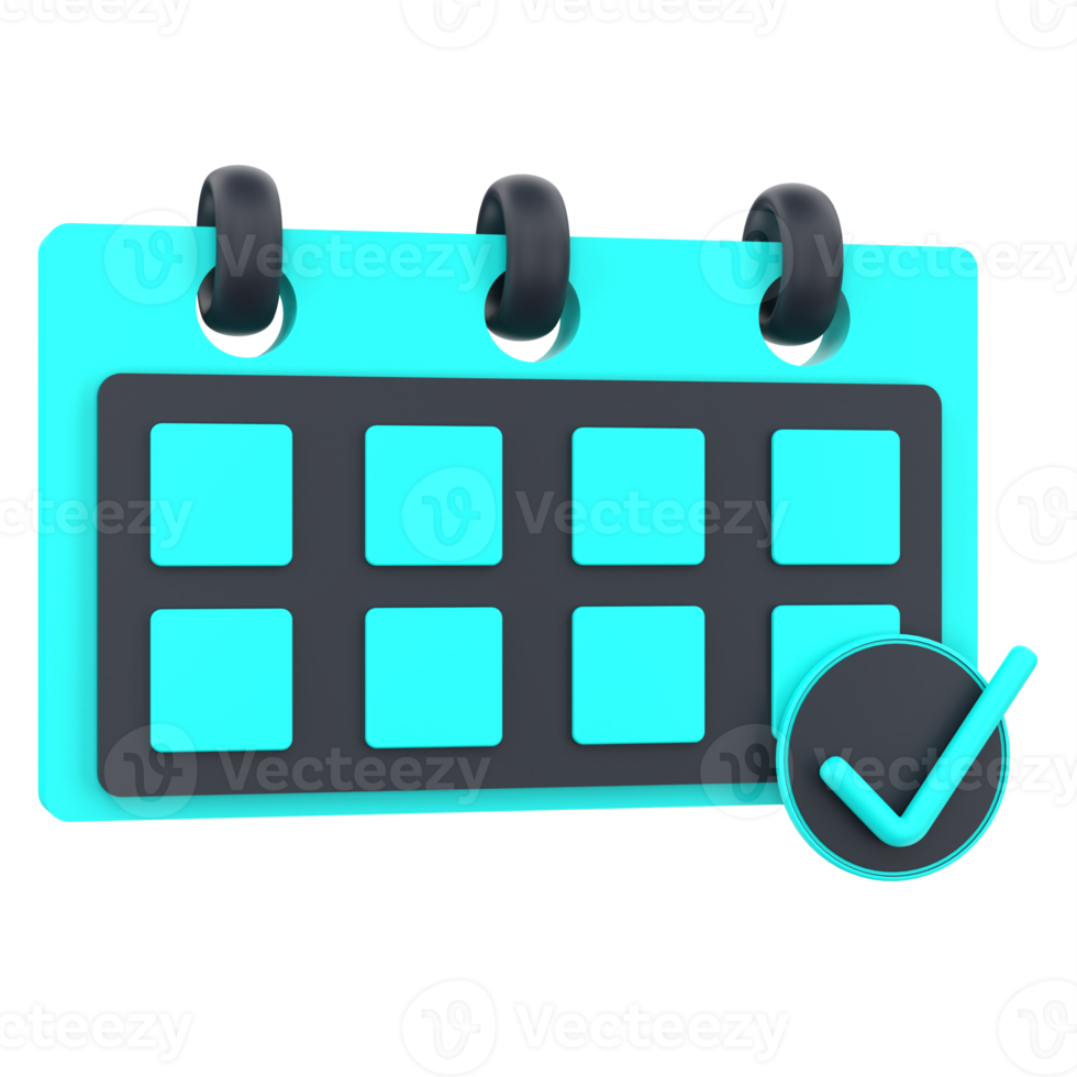 3D calendar for planning. Object on a transparent background png