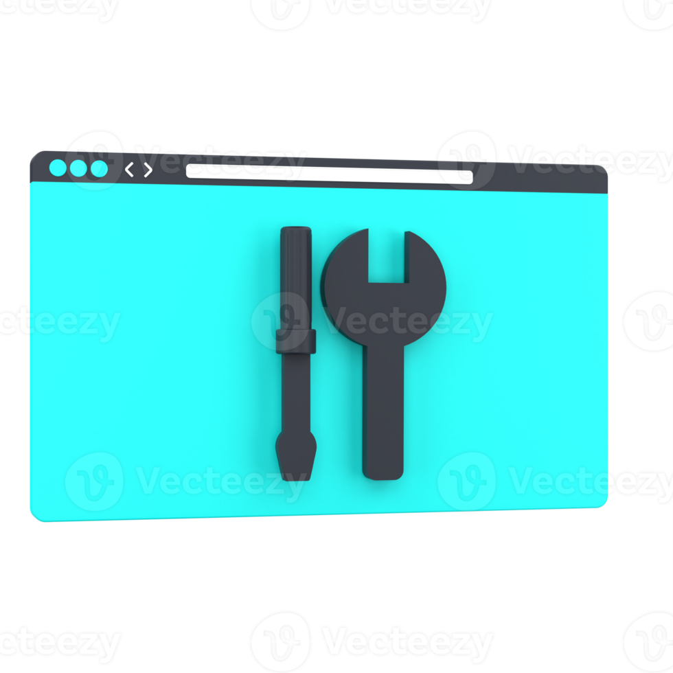 3D website and tools for web maintenance. Object on a transparent background png