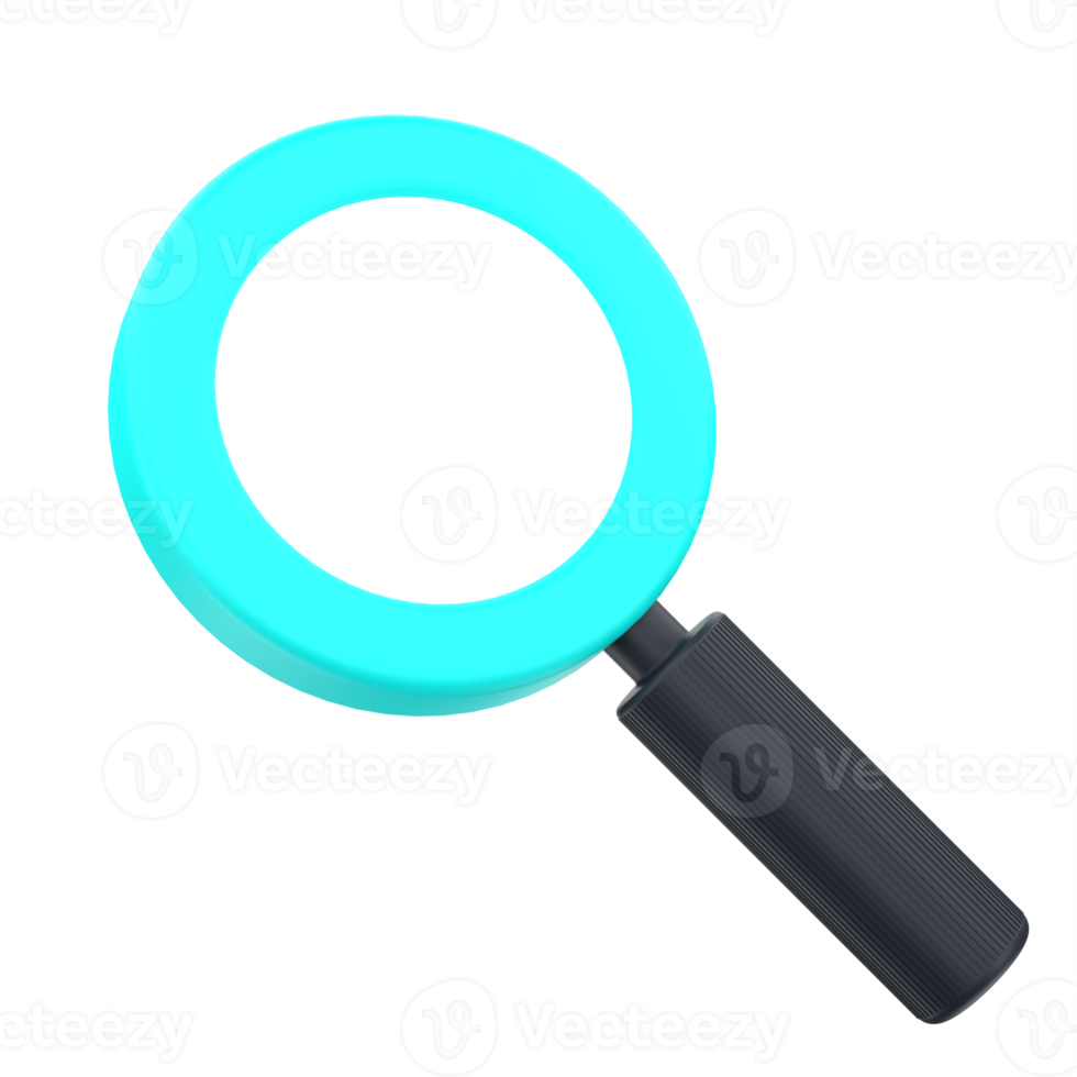 3d ampliação vidro para procurar Internet e marketing. objeto em uma transparente fundo png