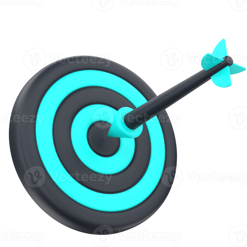 3D dartboard and arrow for success targeting internet and marketing. Object on a transparent background png