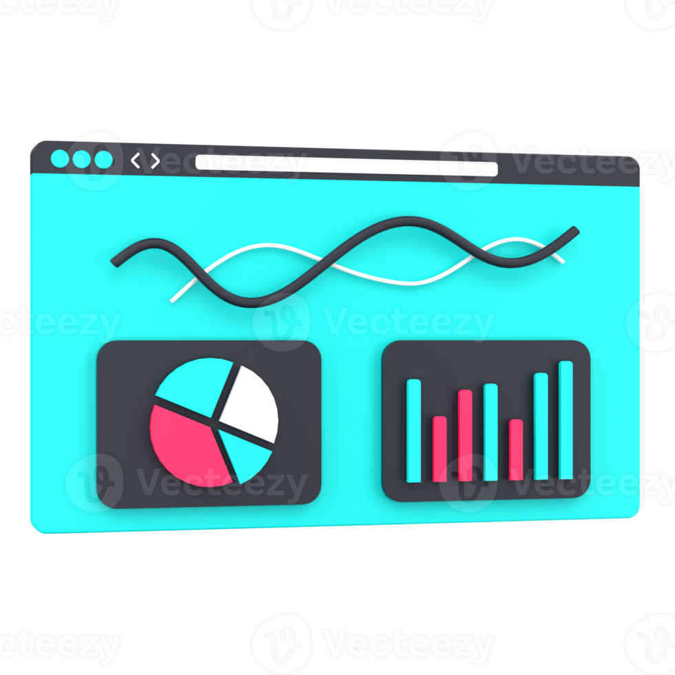 3D chart and graph for web analytics. Object on a transparent background png