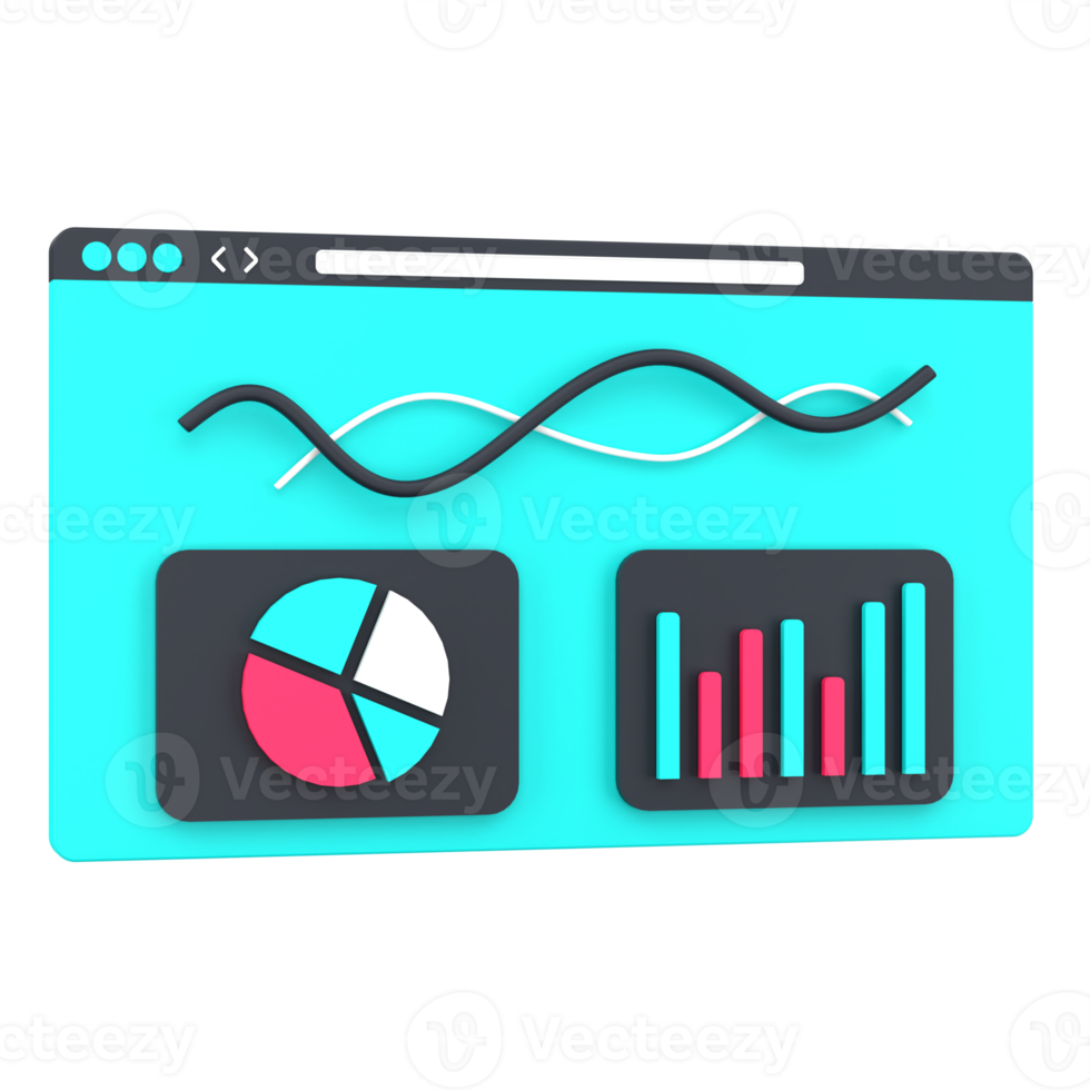 3d Diagram och Graf för webb analyser. objekt på en transparent bakgrund png