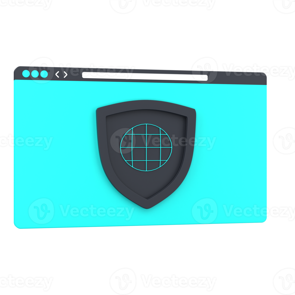 3D website and defend for web protection. Object on a transparent background png