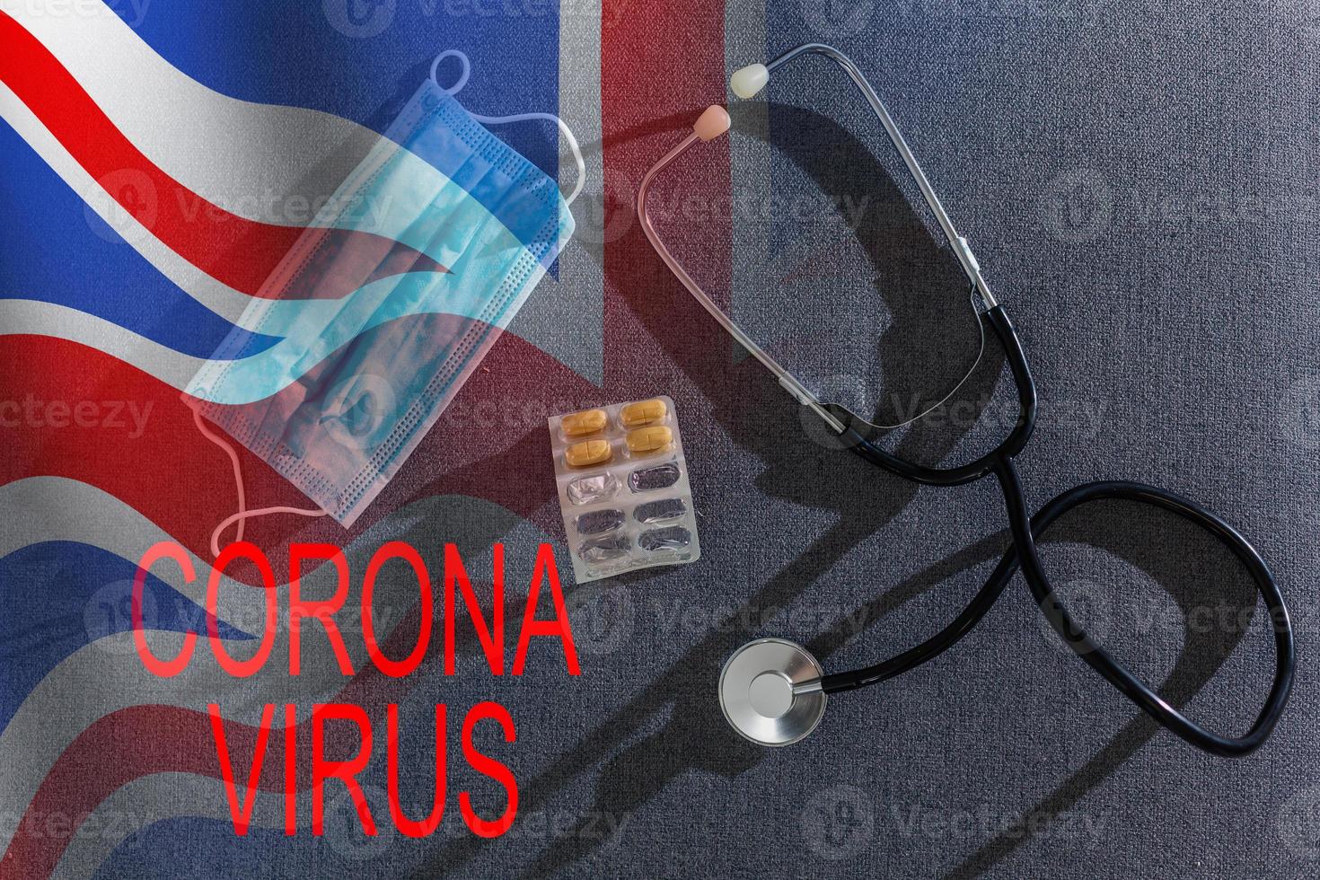 virusworld corona virus ataque concepto. Reino Unido bandera foto