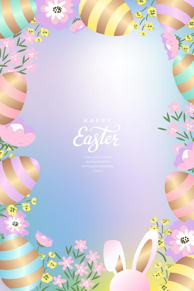 Happy easter gradient decoration background. Easter elements decoration frame for event, invitation, background and banner design. Vector illustration.