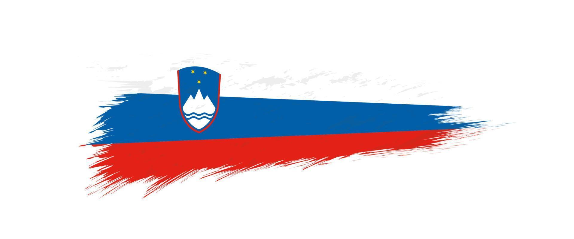 Flag of Slovenia in grunge brush stroke. vector