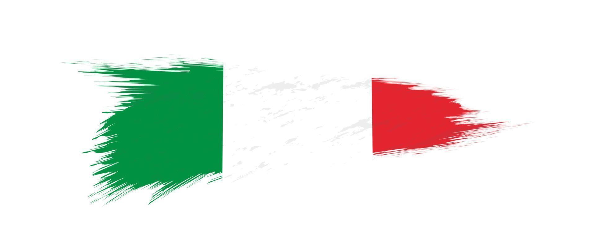 Flag of Italy in grunge brush stroke. vector