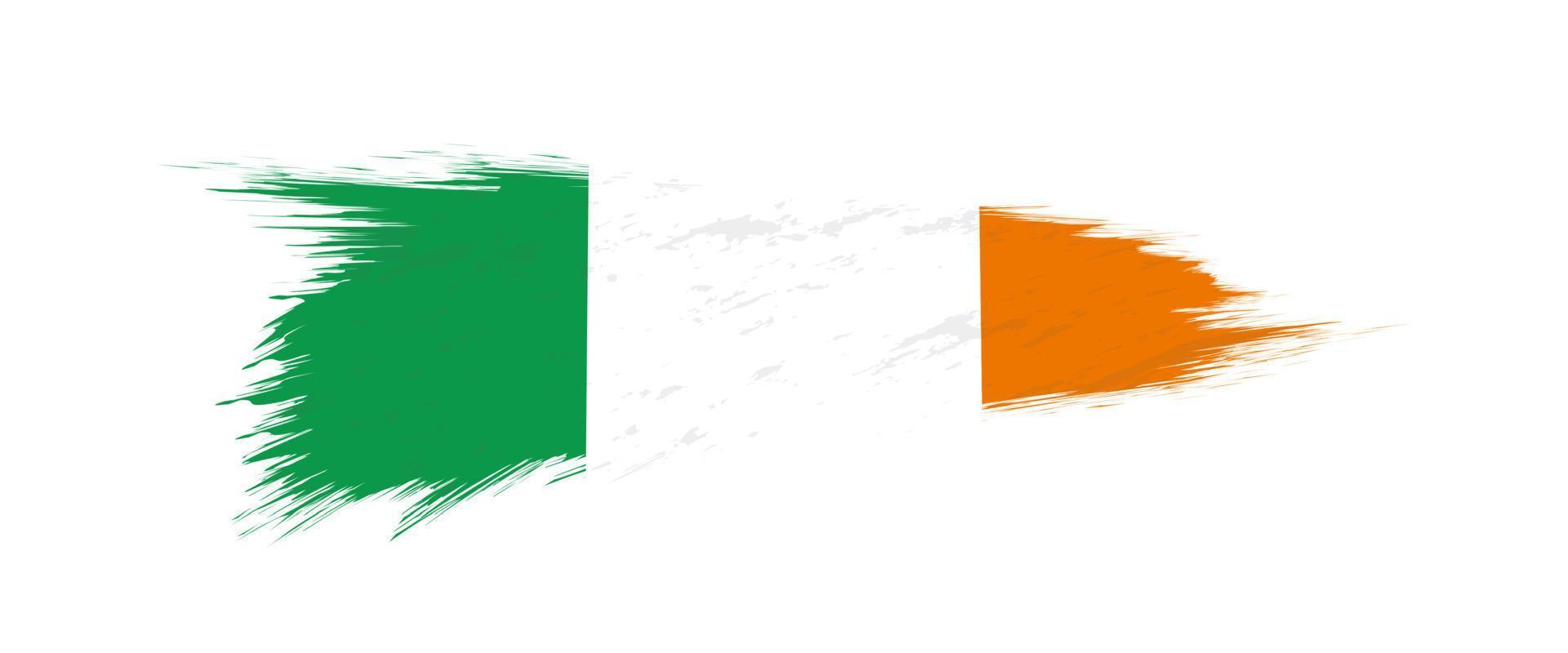 Flag of Ireland in grunge brush stroke. vector