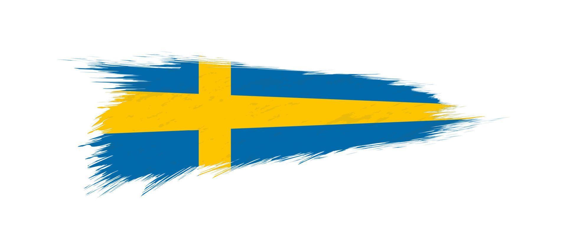 Flag of Sweden in grunge brush stroke. vector
