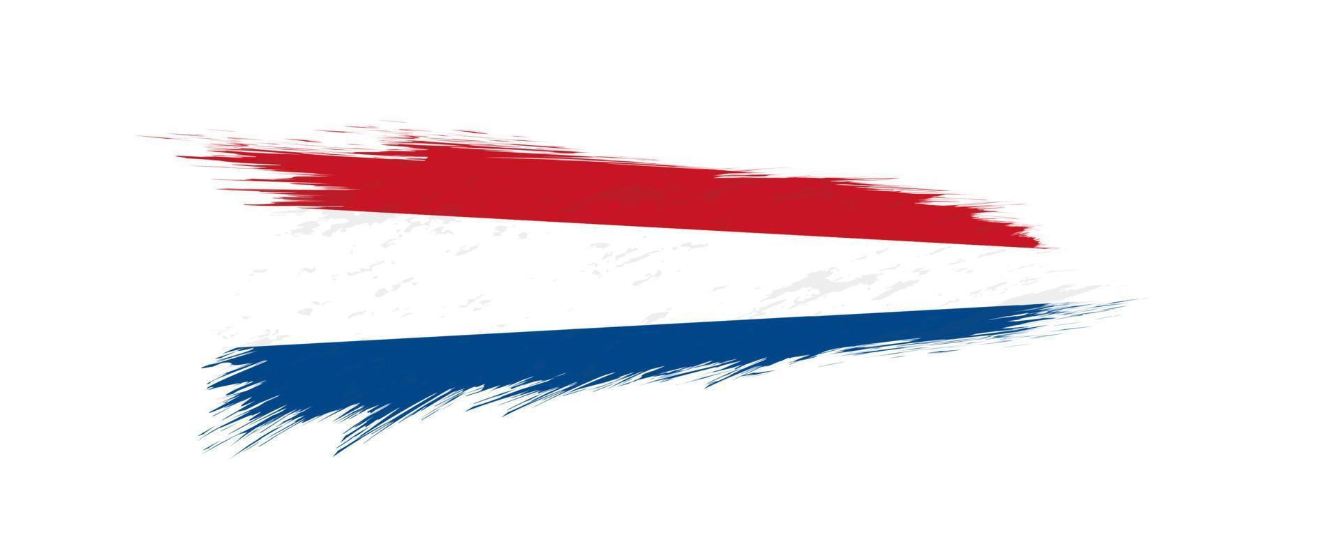 bandera de Países Bajos en grunge cepillo ataque. vector