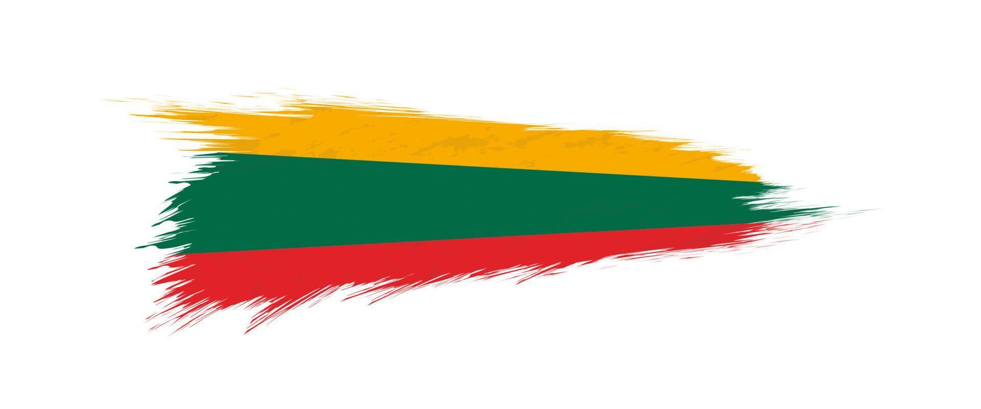 Flag of Lithuania in grunge brush stroke. vector