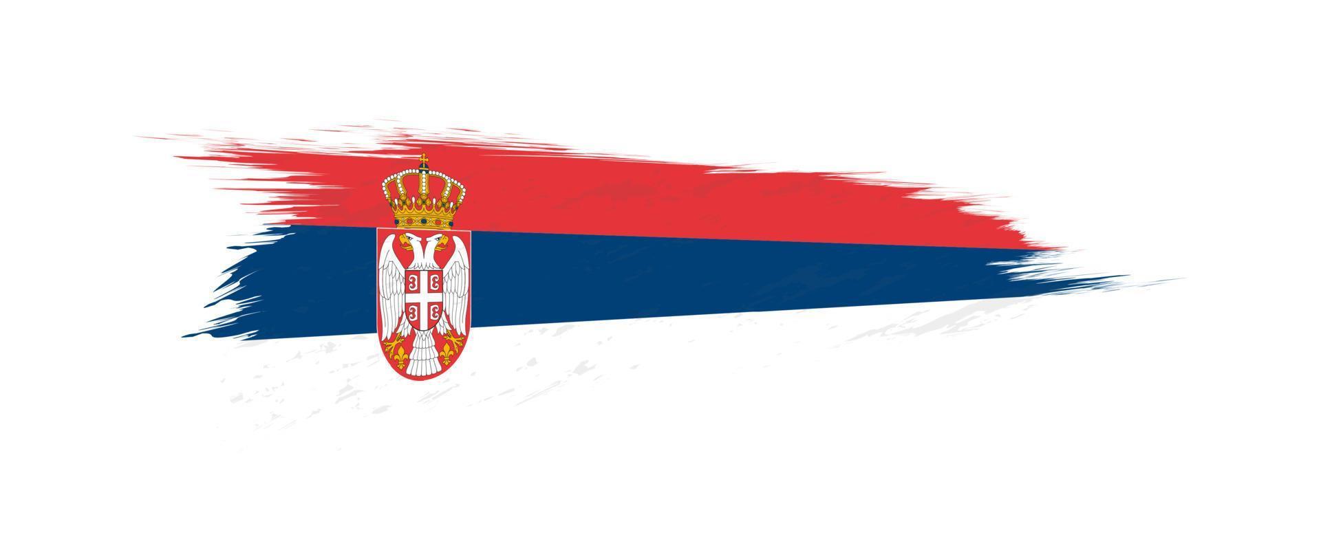 Flag of Serbia in grunge brush stroke. vector