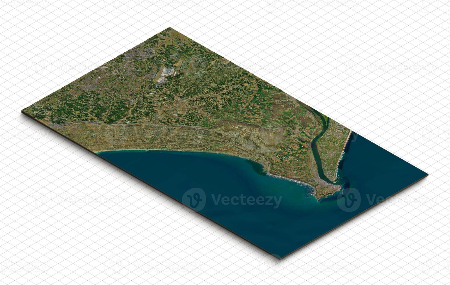 3d model of Narita, Chiba, Japan. Isometric map virtual terrain 3d for infographic. Geography and topography planet earth flattened satellite view photo