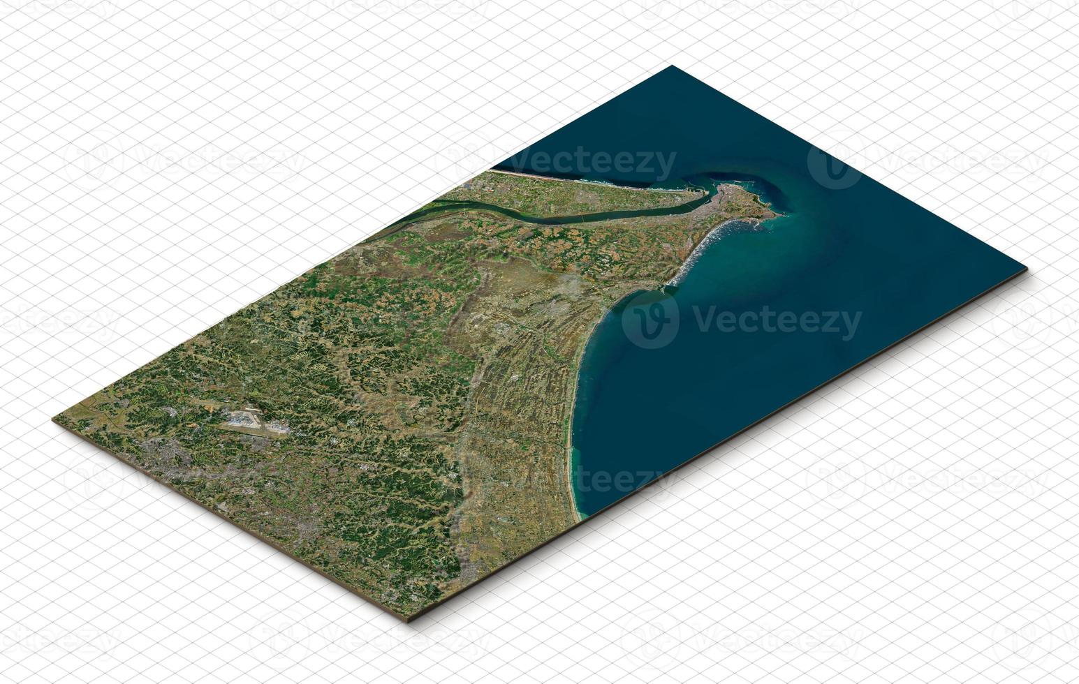 3d model of Narita, Chiba, Japan. Isometric map virtual terrain 3d for infographic. Geography and topography planet earth flattened satellite view photo