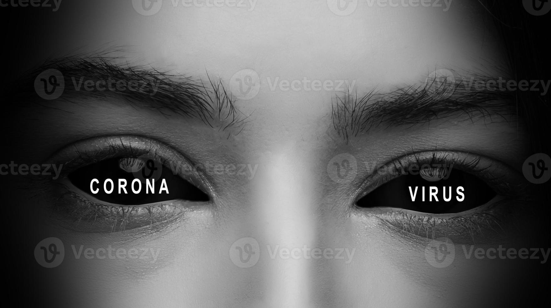 coronavirus in the eyes of a woman photo