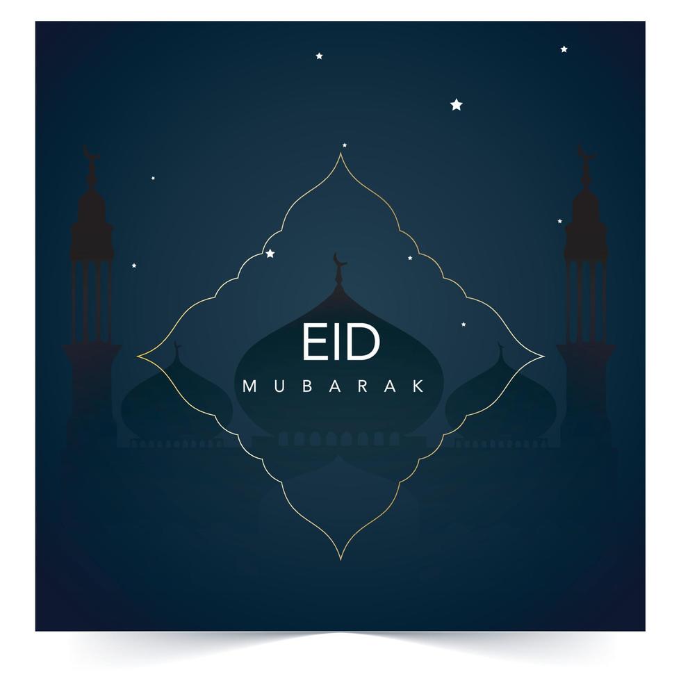 Eid Mubarak moon and mosque beautiful background vector Eid Mubarak islamic design