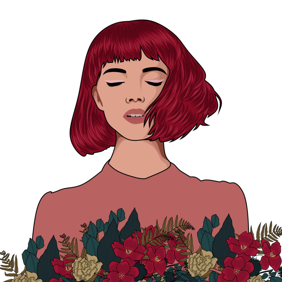 Girl with flowers png