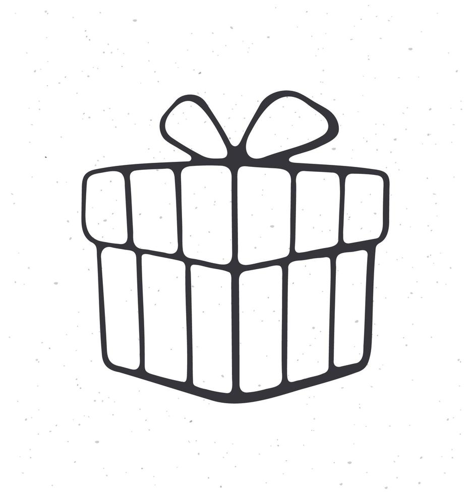 Outline doodle of gift box vector