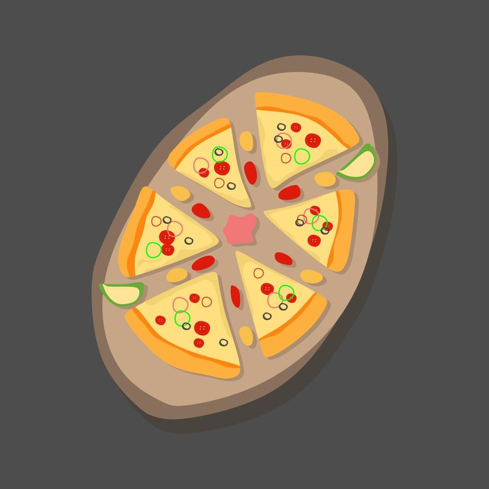 Classic Italian Margherita Pizza with Fresh Tomatoes and Basil vector