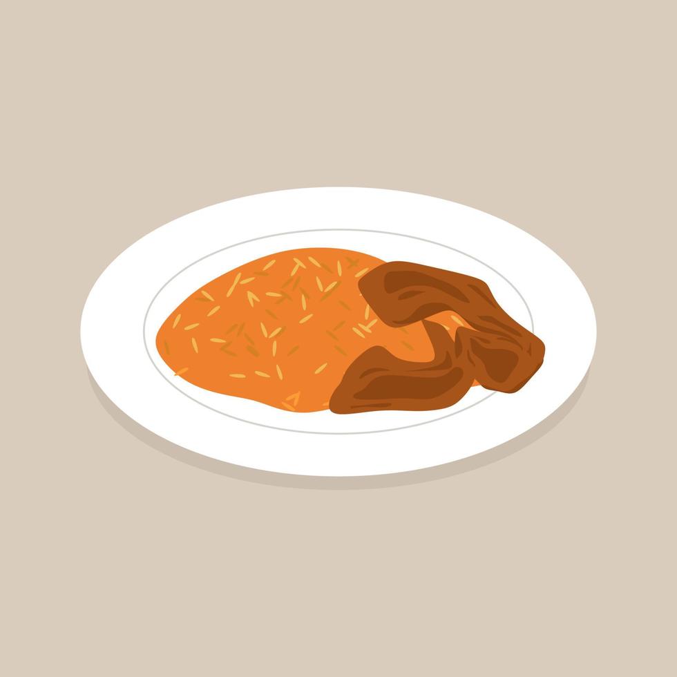 Flavorful Nigerian Jollof Rice with Chicken and Plantains vector