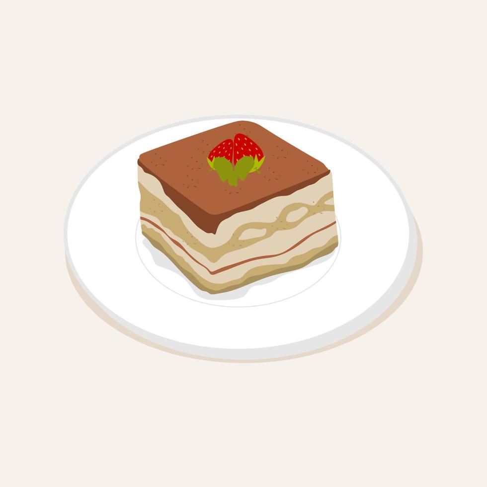 Creamy Italian Tiramisu Dessert with Ladyfingers and Cocoa Powder vector